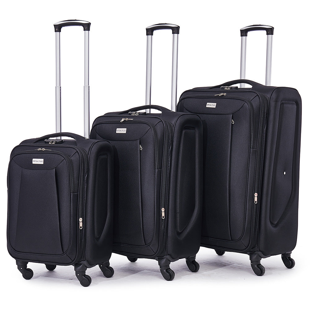 VERTICAL STUDIO "Tromso" 20" 24" 28" stoffen koffer 3-delige set zwart